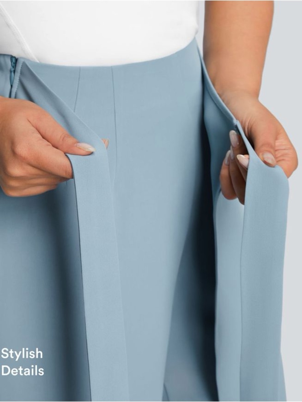 Halara Womens Light Blue Tie-Waist Draped Pants - Picture 2 of 6
